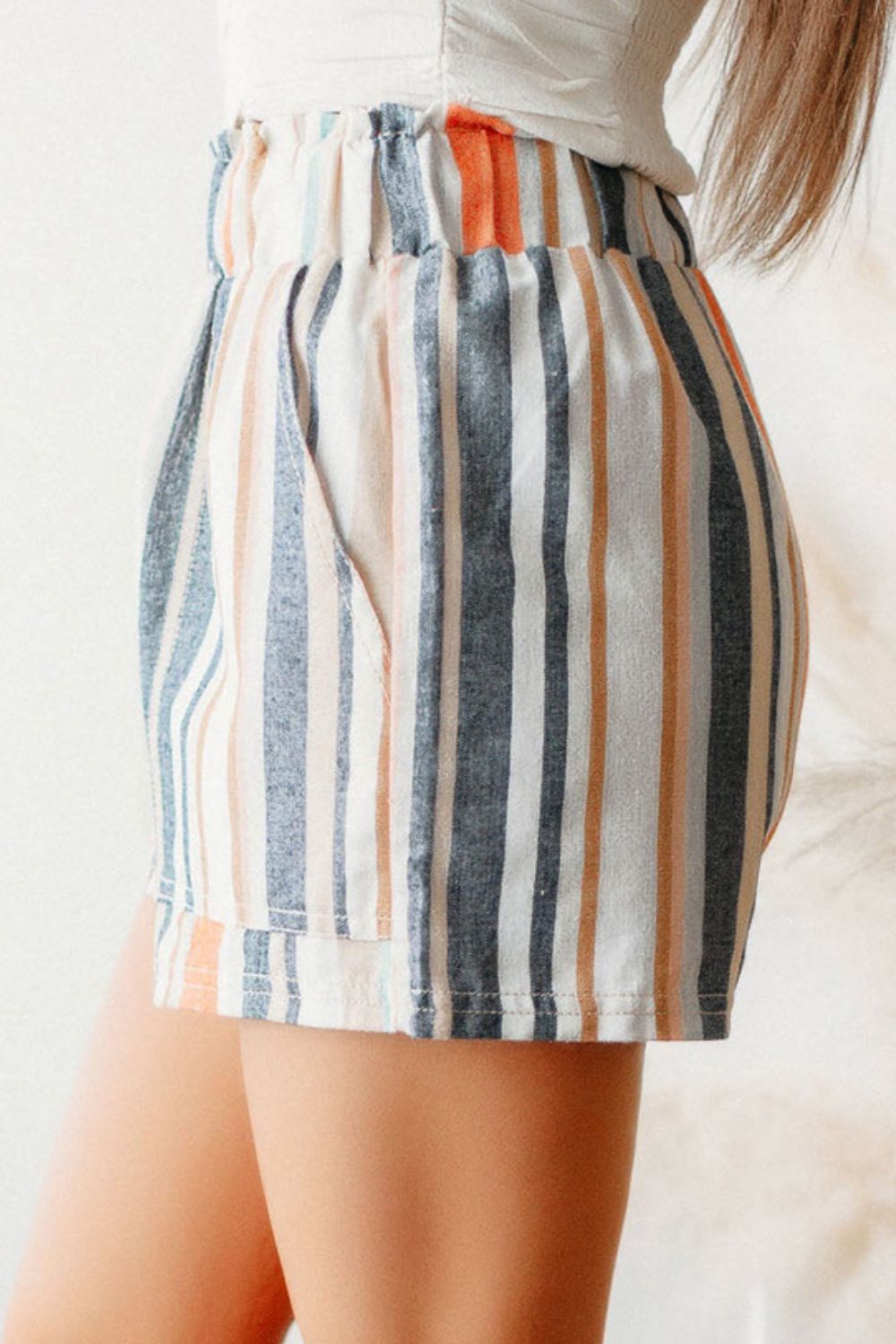 Striped Elastic Waist Shorts - Scarlett's Riverside Boutique 