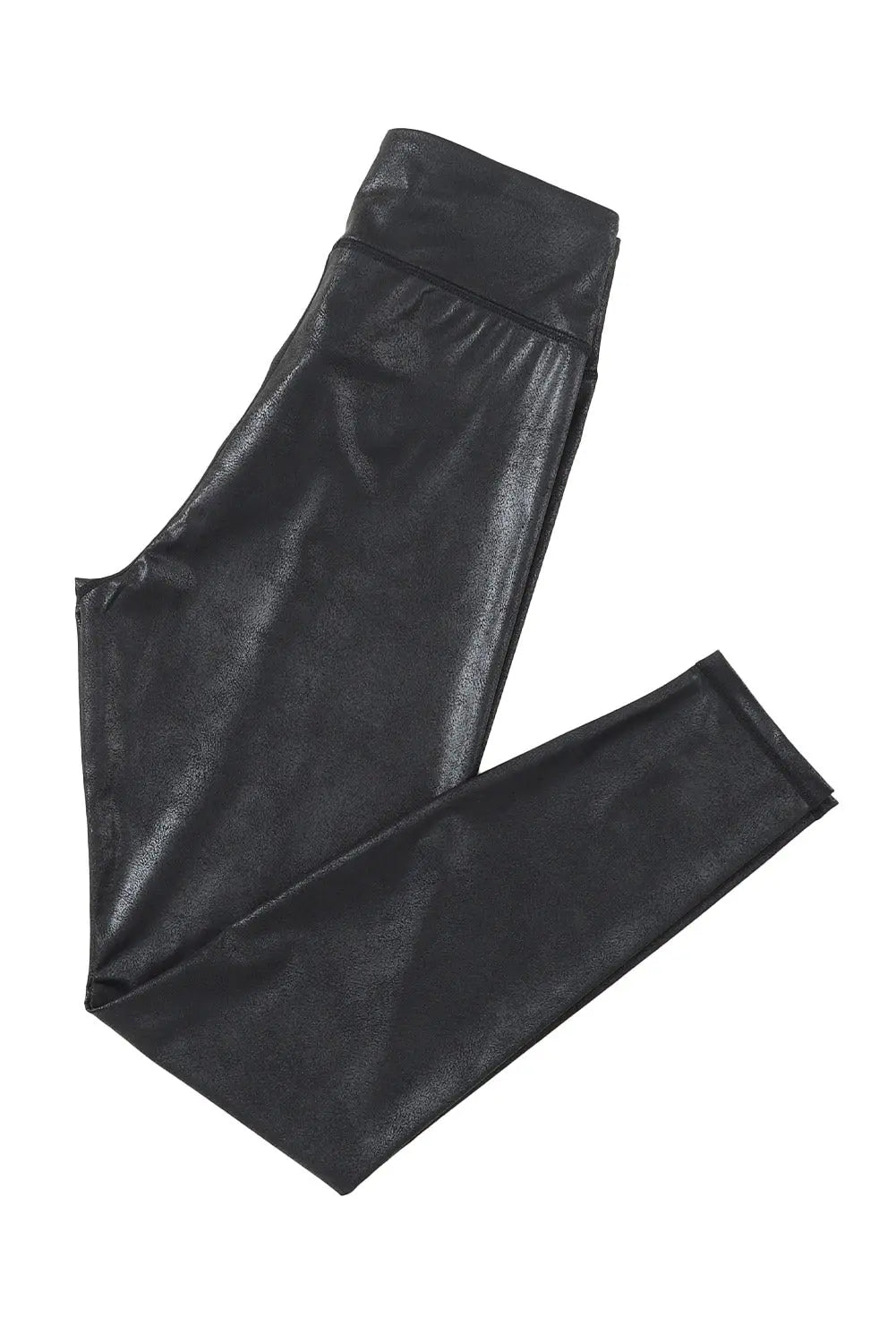 Black Crossed Dip Waist Sleek Leather Leggings - Scarlett's Riverside Boutique 