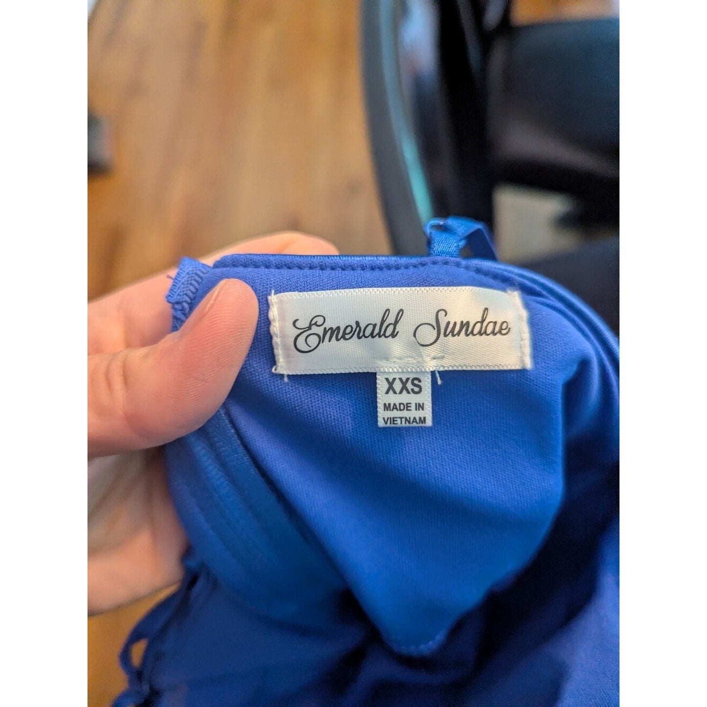 Emerald Sundae Women's Juniors Blue Lined Formal Draped Gown Dress Size XXS