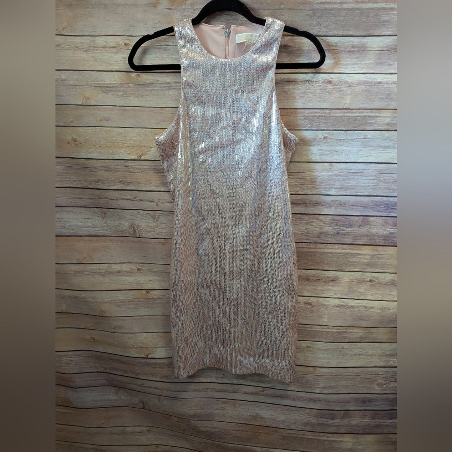 Michael KorsWomen's Metallic Sparkle Keyhole-Back Shift Dress. Size S. #97
