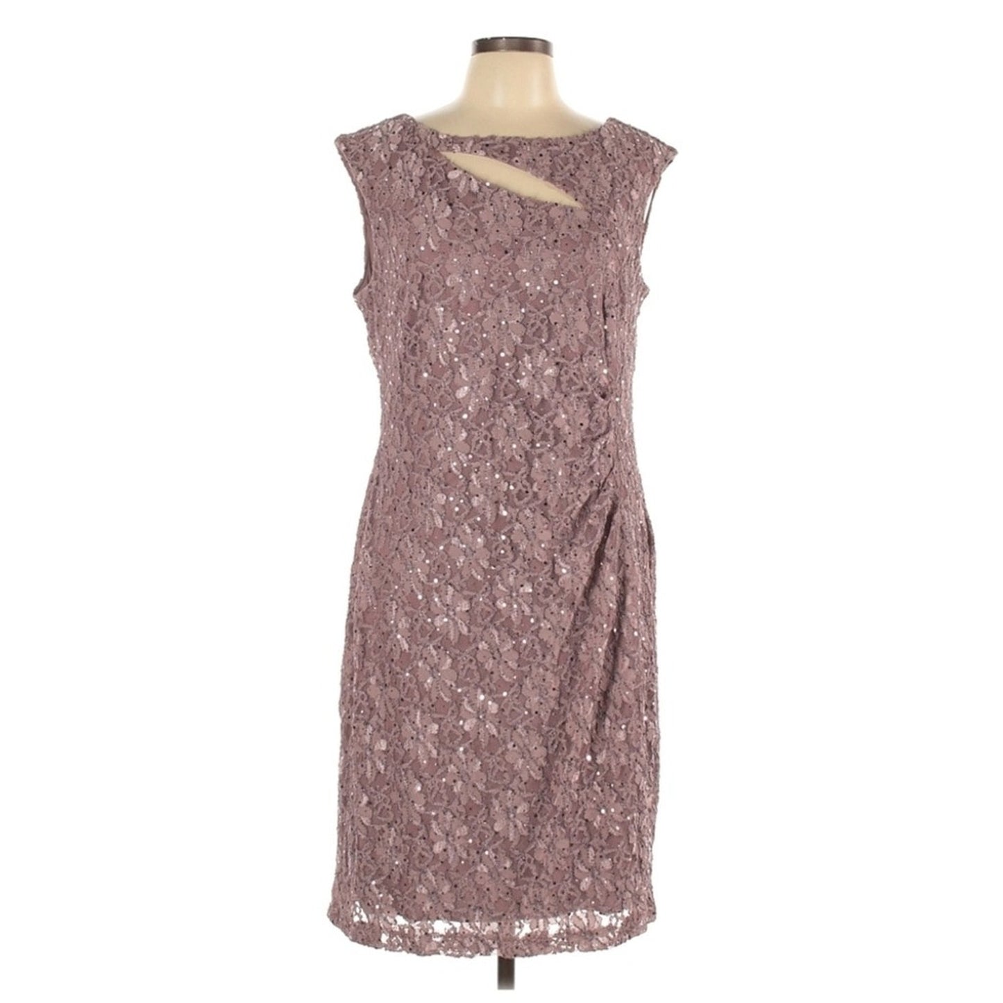 Connected Apparel Lace Sheath Dress Size 8 Pink Blush Sequin Floral Cocktail