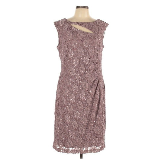 Connected Apparel Lace Sheath Dress Size 8 Pink Blush Sequin Floral Cocktail