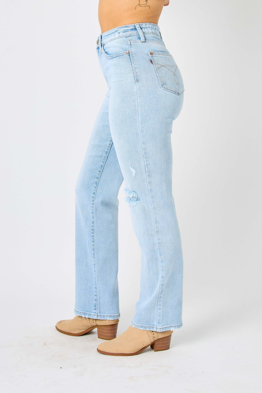 Judy Blue Full Size High Waist Distressed Straight Jeans - Scarlett's Riverside Boutique 