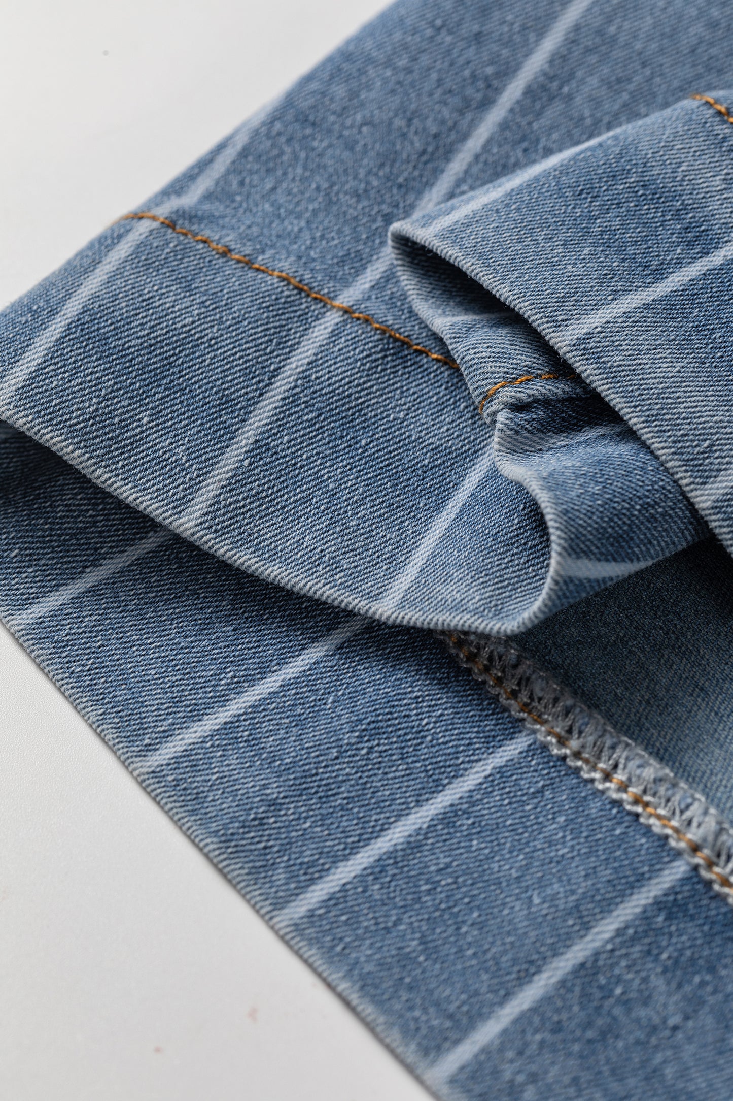 Sky Blue Stripe Plus Size Buttoned Loose Wide Leg Denim Pants
