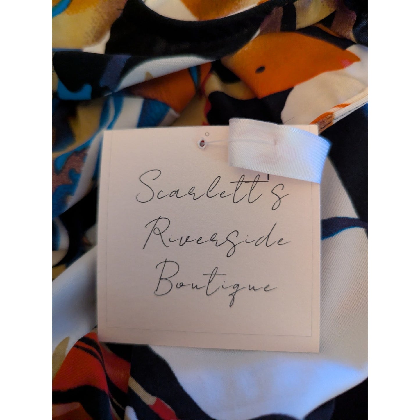 Scarlett’s Boutique NWT 3XL Plus SzAbstract Print V-Neck Babydoll Tunic Top #G37