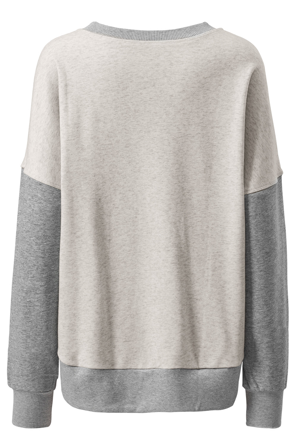 Light Grey Color Block Thumbhole Sleeve Drop Shoulder Sweatshirt - Scarlett's Riverside Boutique 