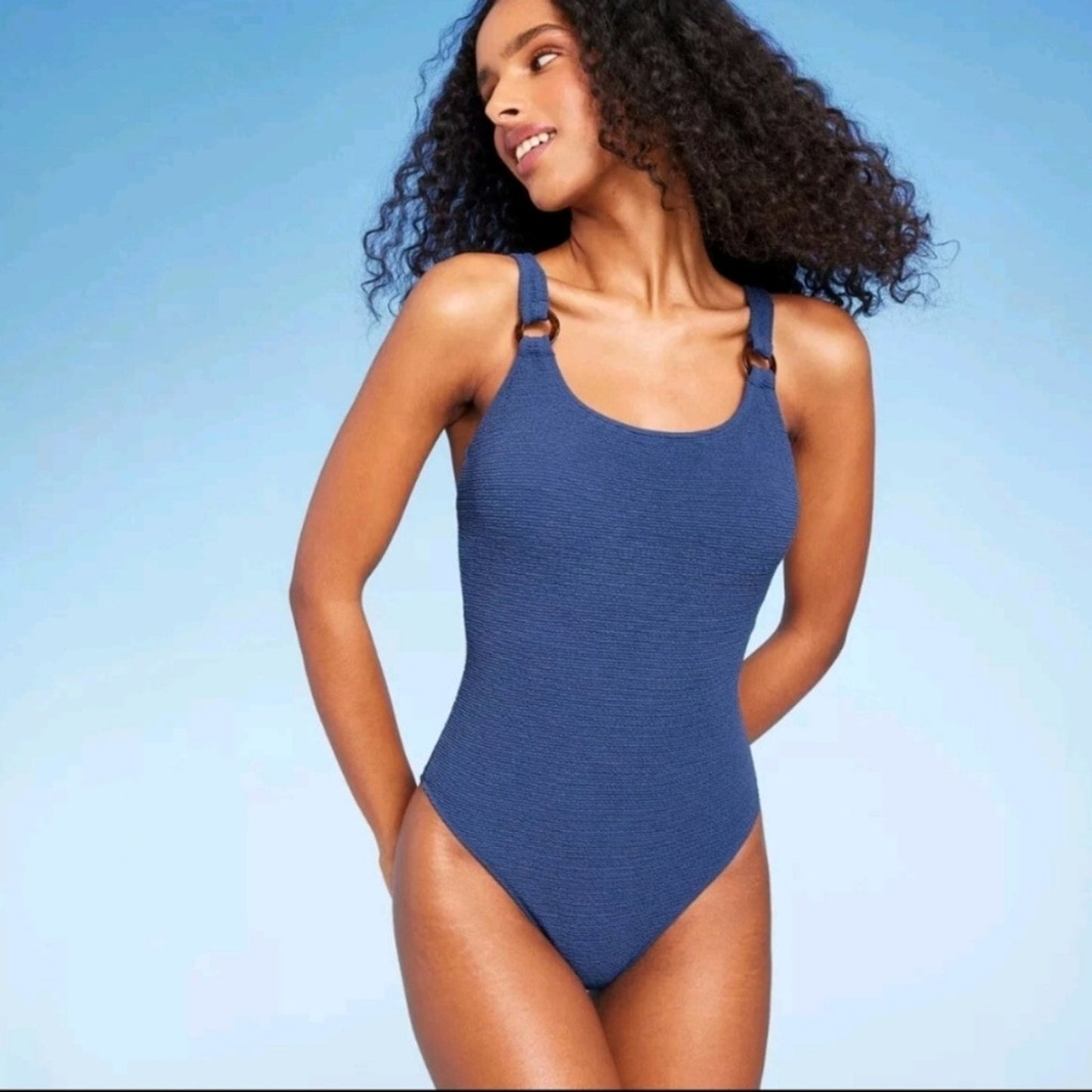 Shade &Shore Women's High Leg One Piece Swimsuit. NWTs Sz M. #F14