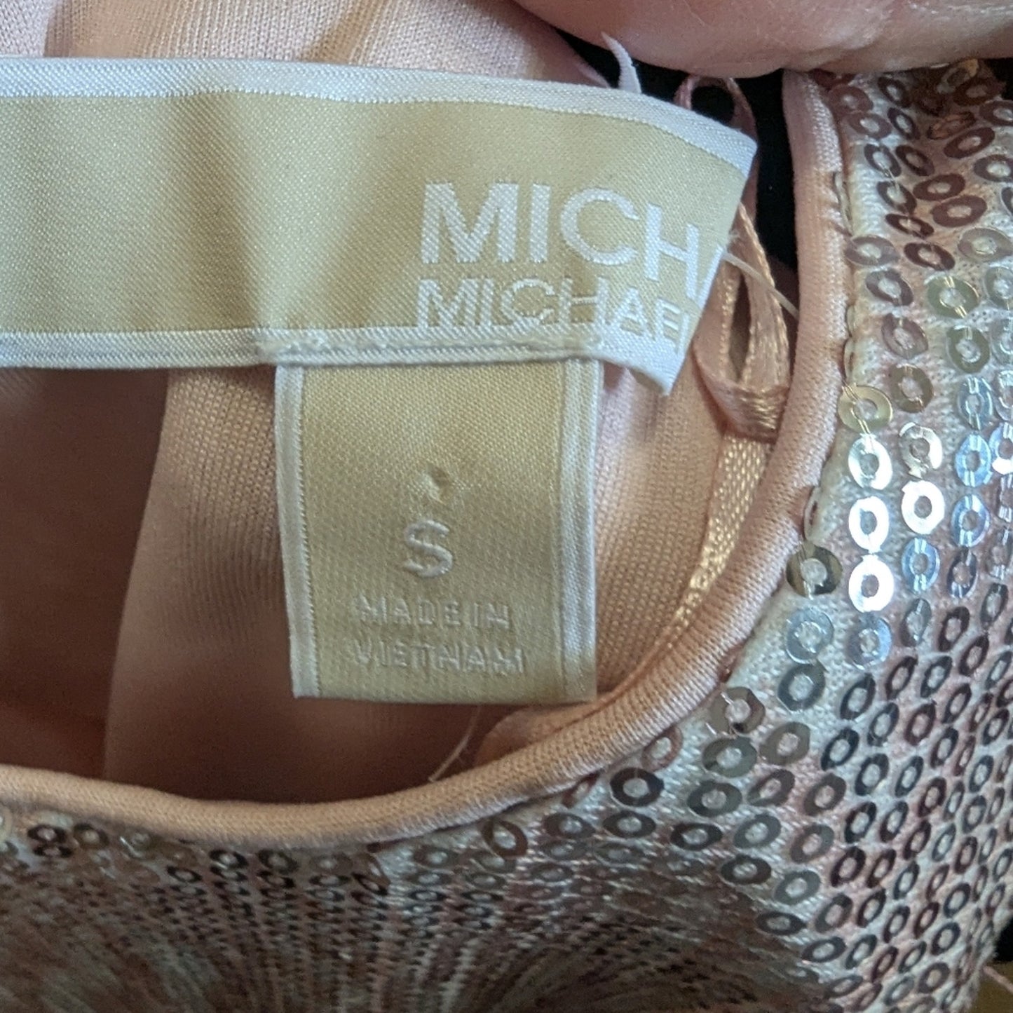 Michael KorsWomen's Metallic Sparkle Keyhole-Back Shift Dress. Size S. #97