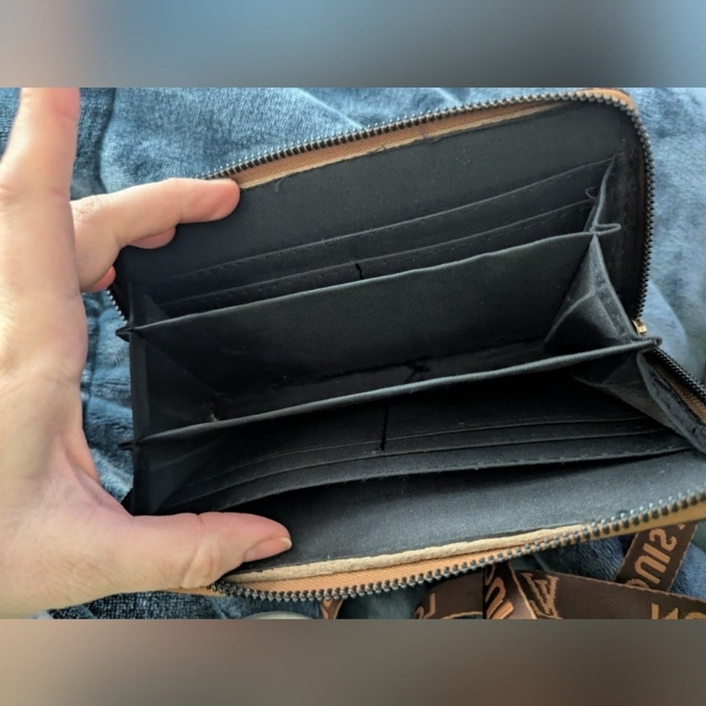 Brown and Gold Monogram Zip Wallet #G22