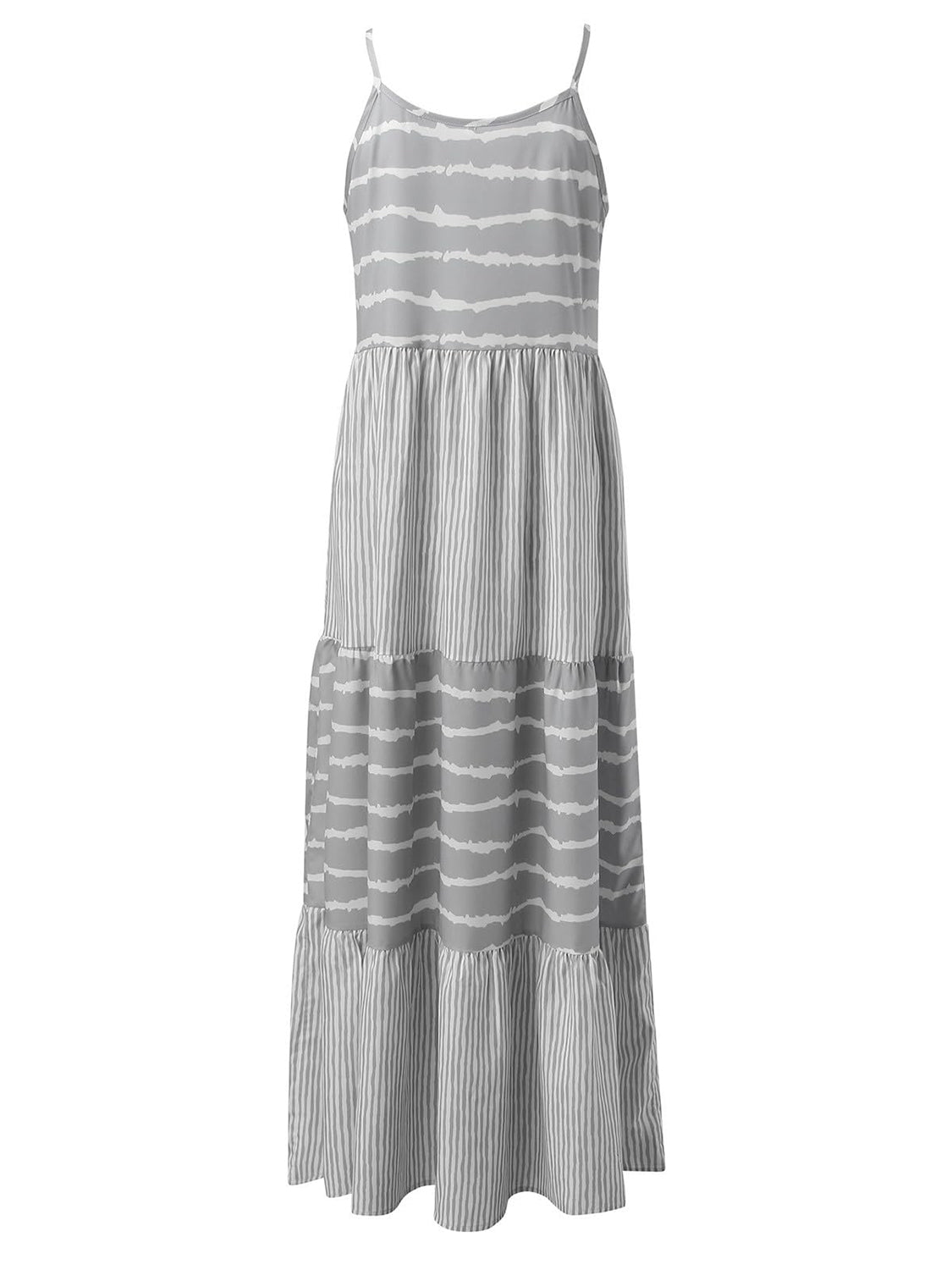 Tiered Striped Sleeveless Cami Dress - Scarlett's Riverside Boutique 