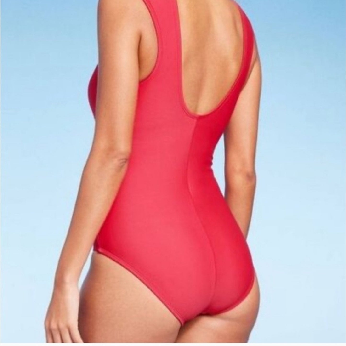 NWT Kona Sol Red One Piece Swimsuit Size M Square Neck Shelf Bra. Sz S #G32