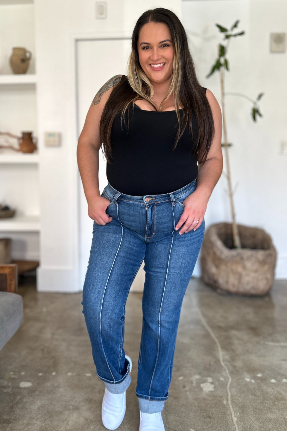 Judy Blue Full Size High Waist, Straight Jeans. 30" inseam - Scarlett's Riverside Boutique 