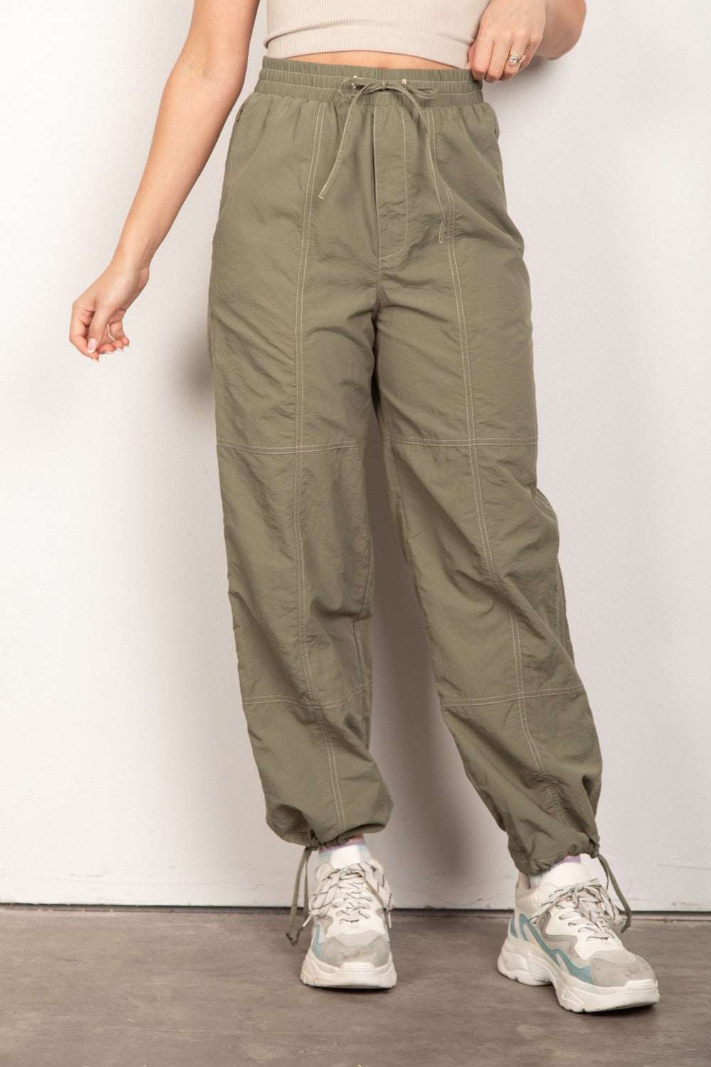 VERY J Drawstring Woven Parachute Joggers - Scarlett's Riverside Boutique 