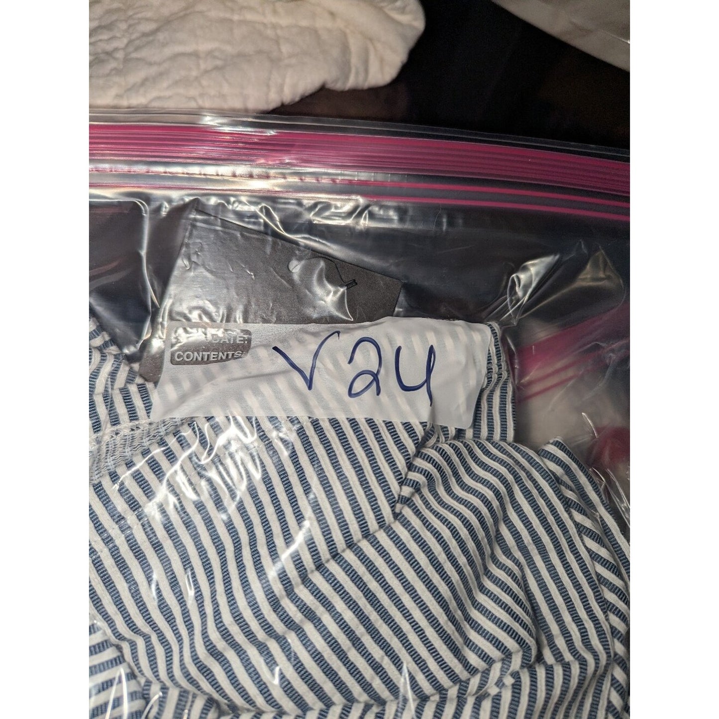 Marc New York Andrew Marc Womens M Navy White Stripe V Neck Boxy Top NWT
