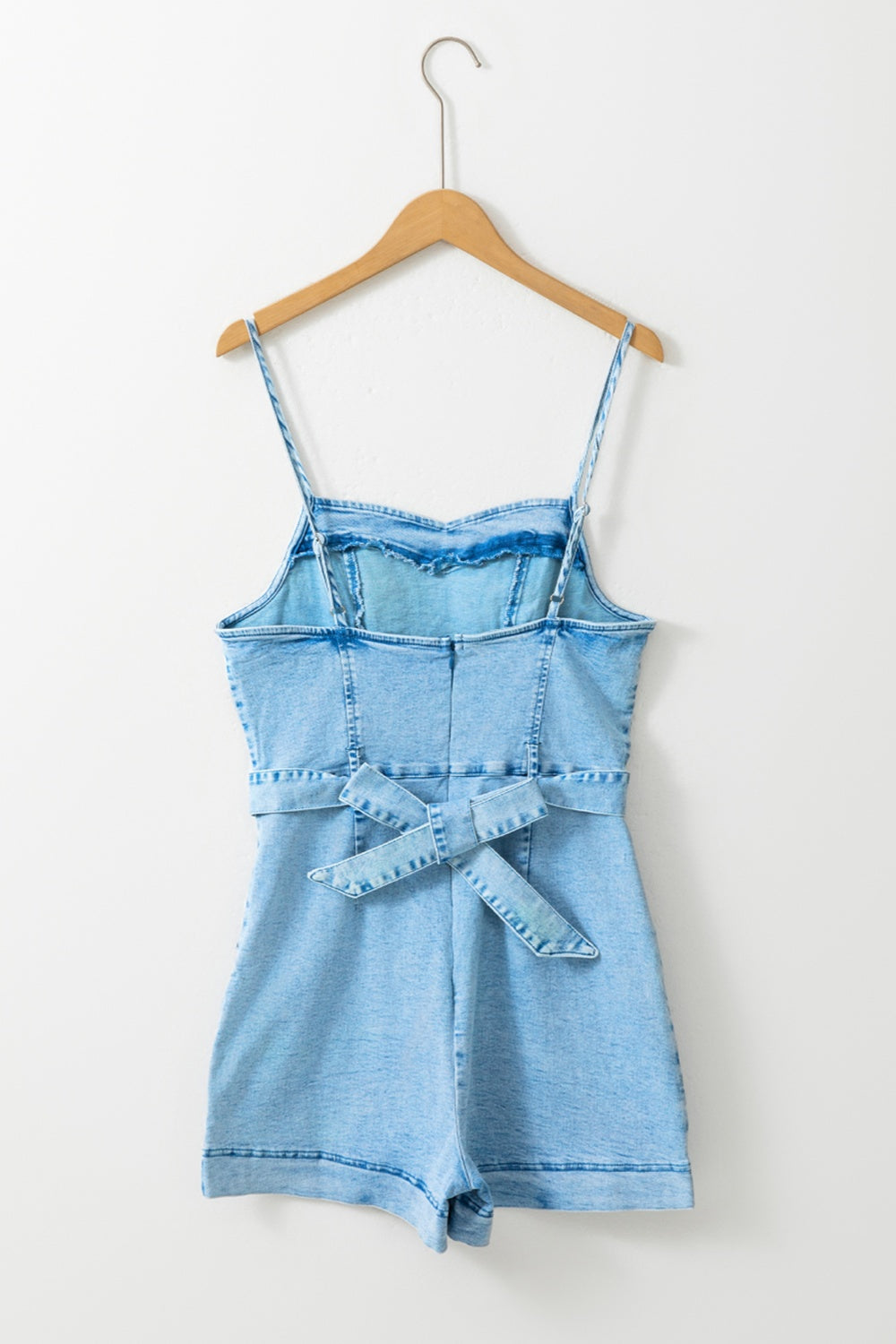 Tied Spaghetti Strap Denim Romper - Scarlett's Riverside Boutique 