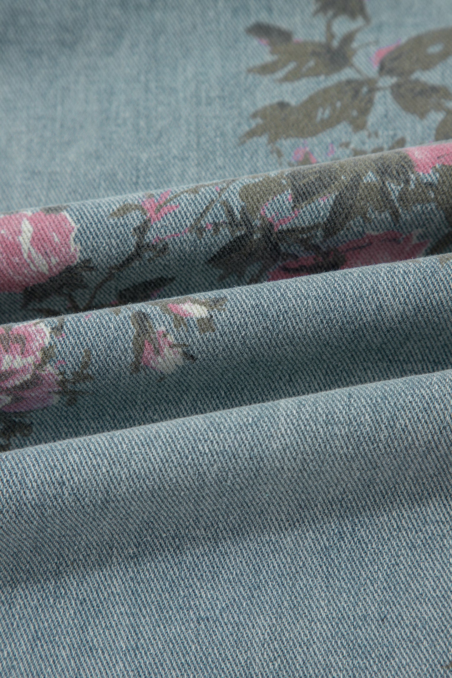 Beau Blue Floral Denim Jumpsuit Wide Leg Pleated Sleeveless Boho Overalls