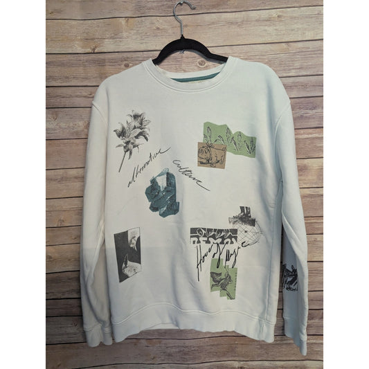 Denim & Flower Ricky Singh Pullover Sweatshirt Cream Womens Sz L Streetwear