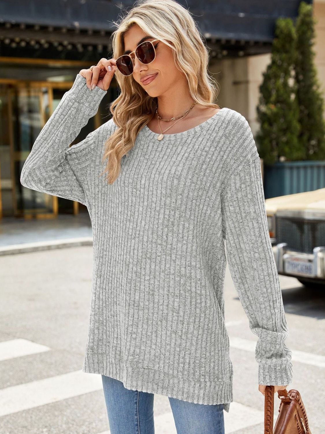 Round Neck Long Sleeve T-Shirt - Scarlett's Riverside Boutique 