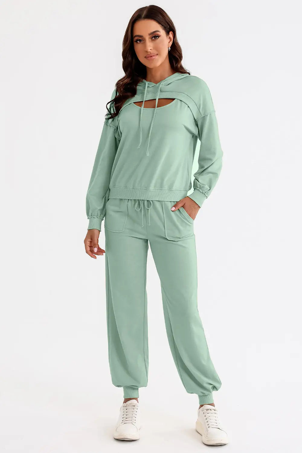 Cutout Drawstring Hoodie and Joggers Active Set - Scarlett's Riverside Boutique 