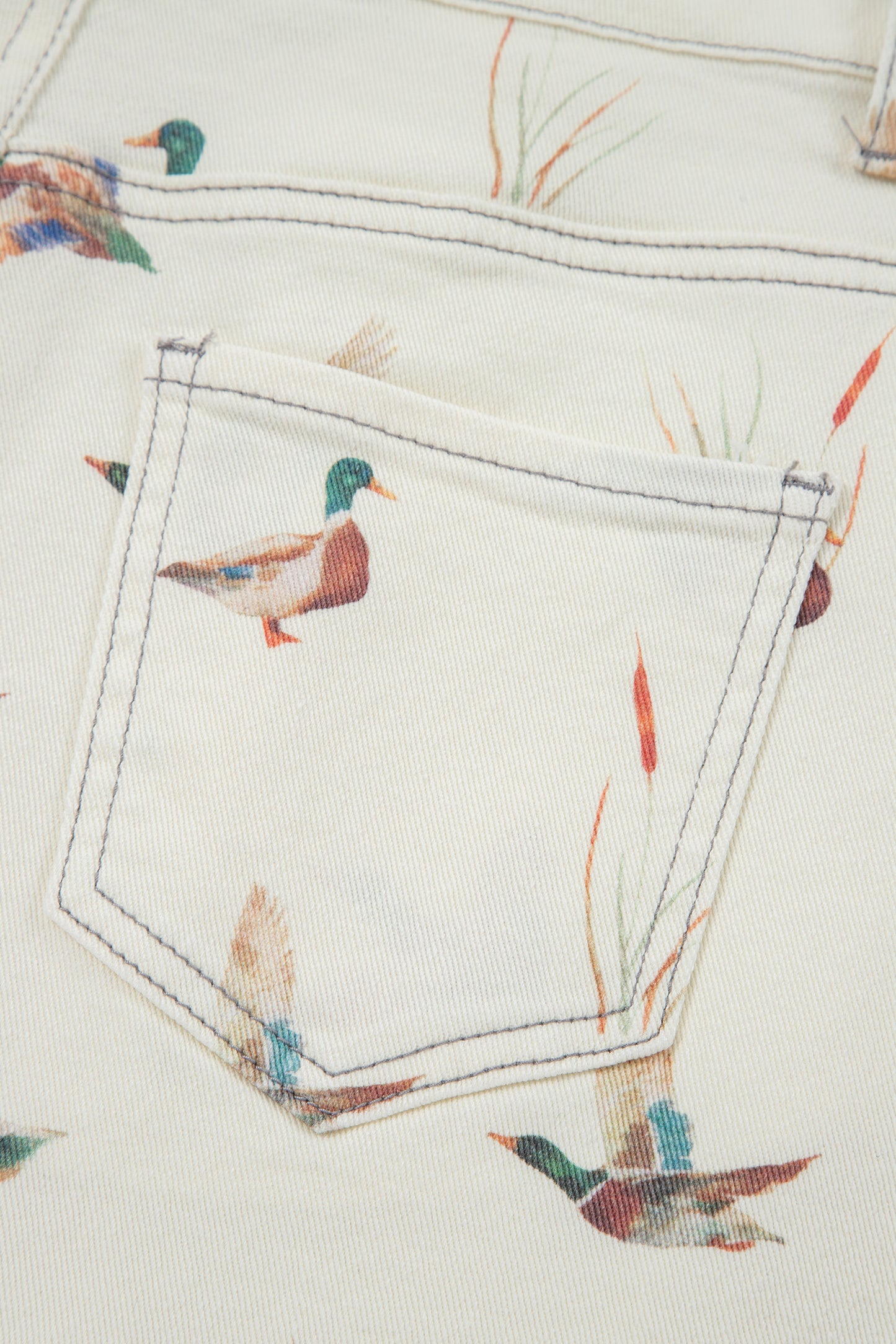 Duck Mallard High Waist Frayed Denim Shorts