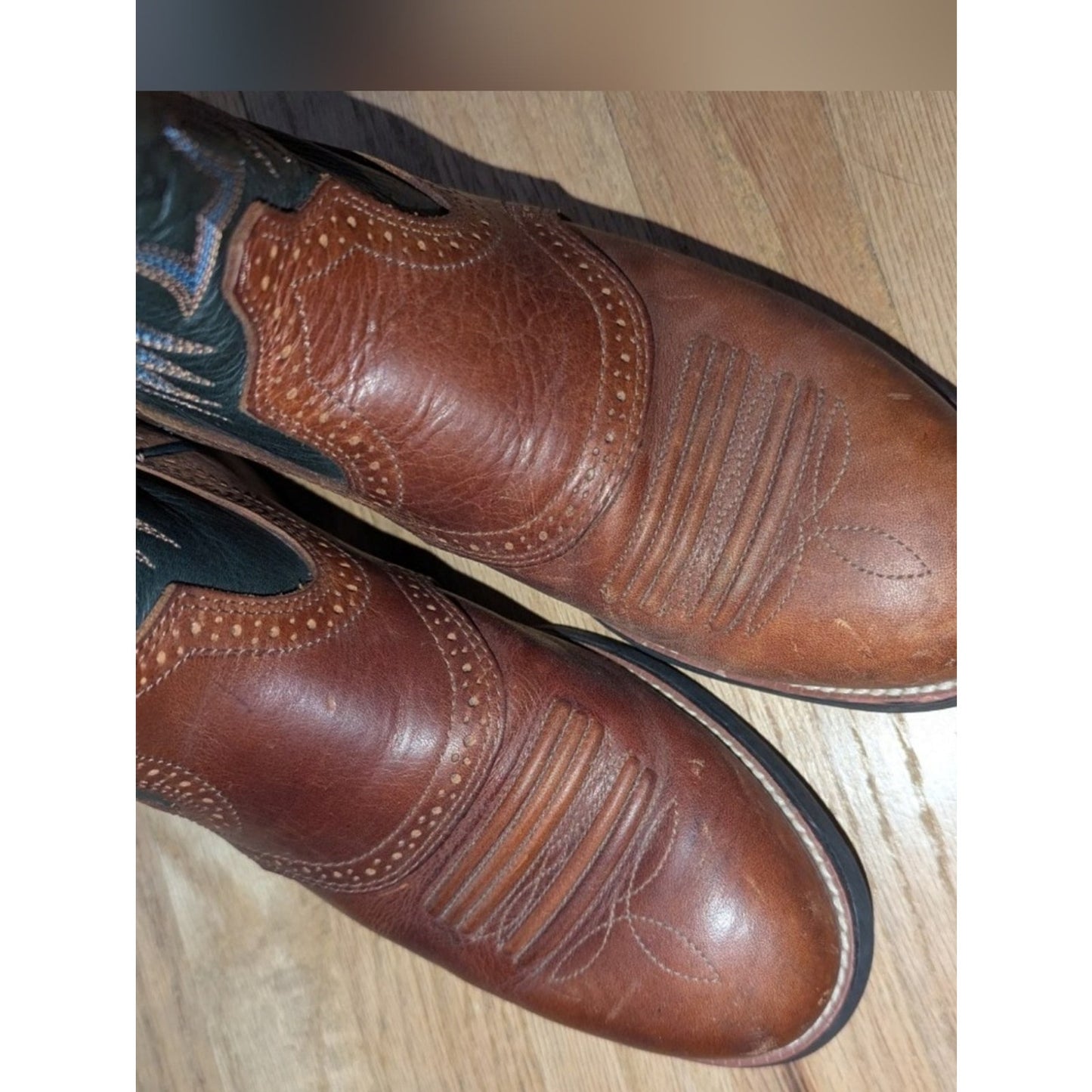 Ariat Heritage Western R Toe Cowboy Boots Brown Black Leather Men’s Size 10 B