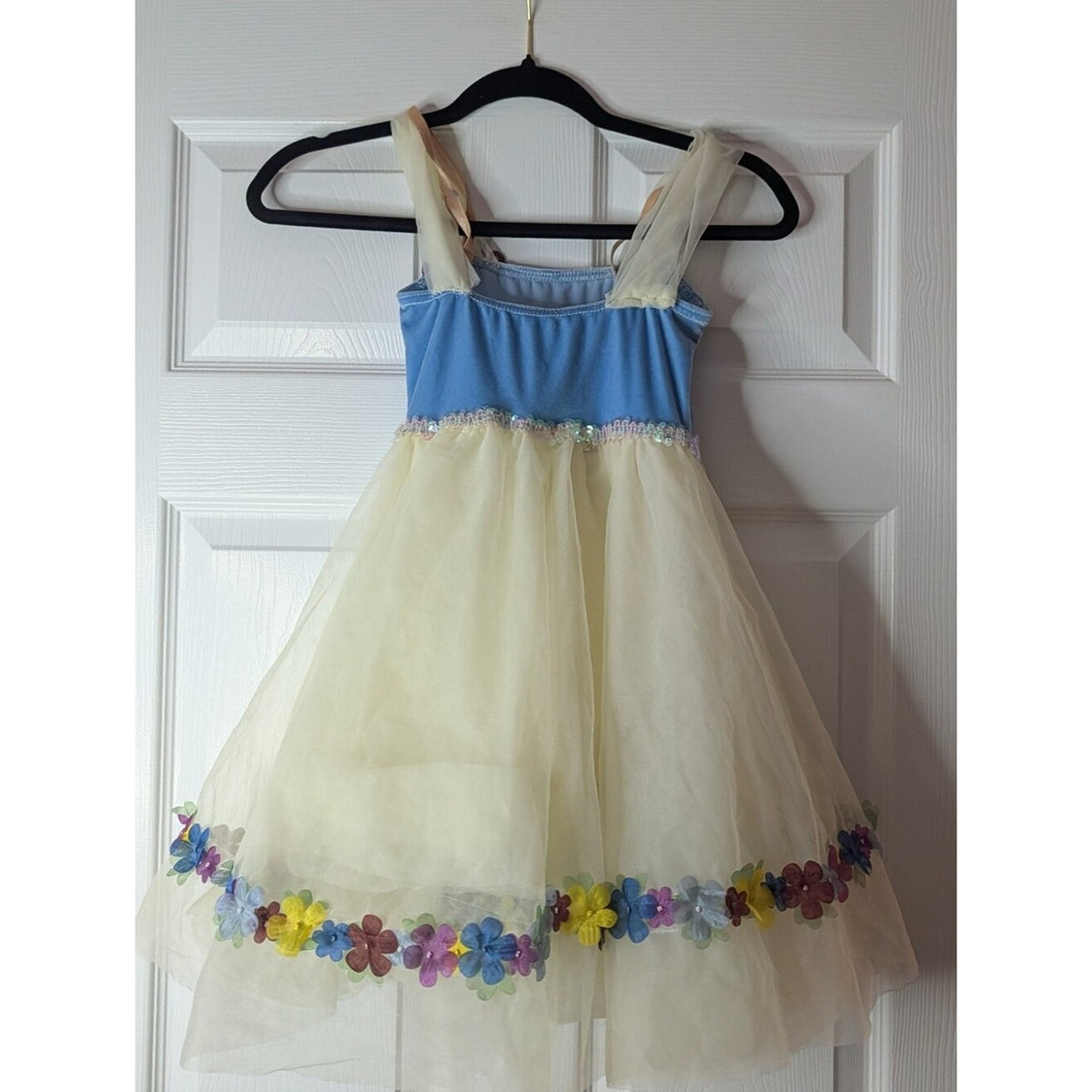 costume gallery girls medium fairy princess dress blue ivory floral tulle sequin