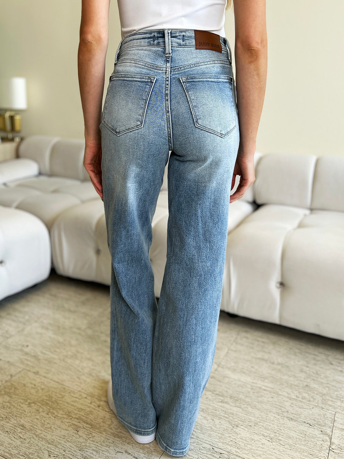 Judy Blue Full Size High Waist Wide Leg Jeans. Inseam 32" - Scarlett's Riverside Boutique 