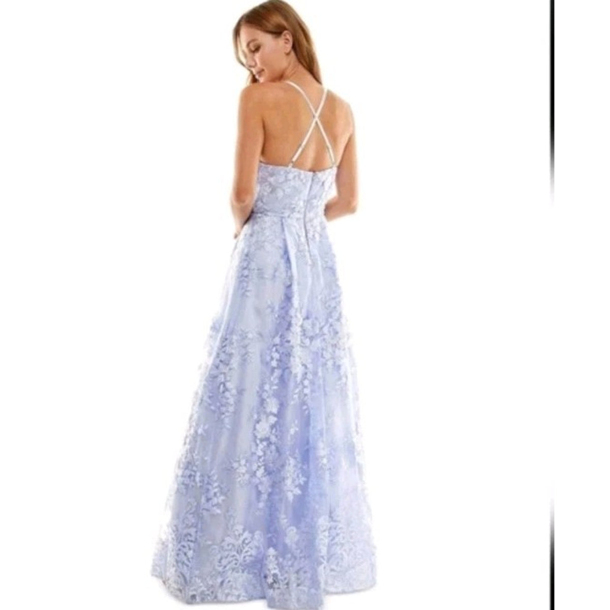 BCX Juniors Purple Floral Embroidered Gown Dress - Size 1- Purple