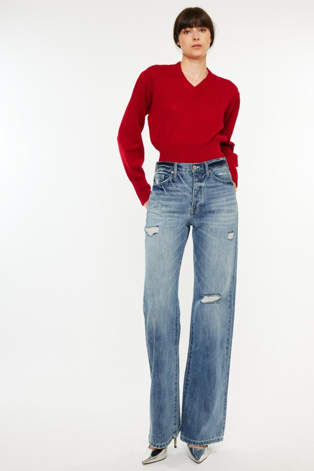 Kancan Distressed High Waist Bootcut Jeans - Scarlett's Riverside Boutique 