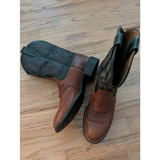 Ariat Heritage Western R Toe Cowboy Boots Brown Black Leather Men’s Size 10 B