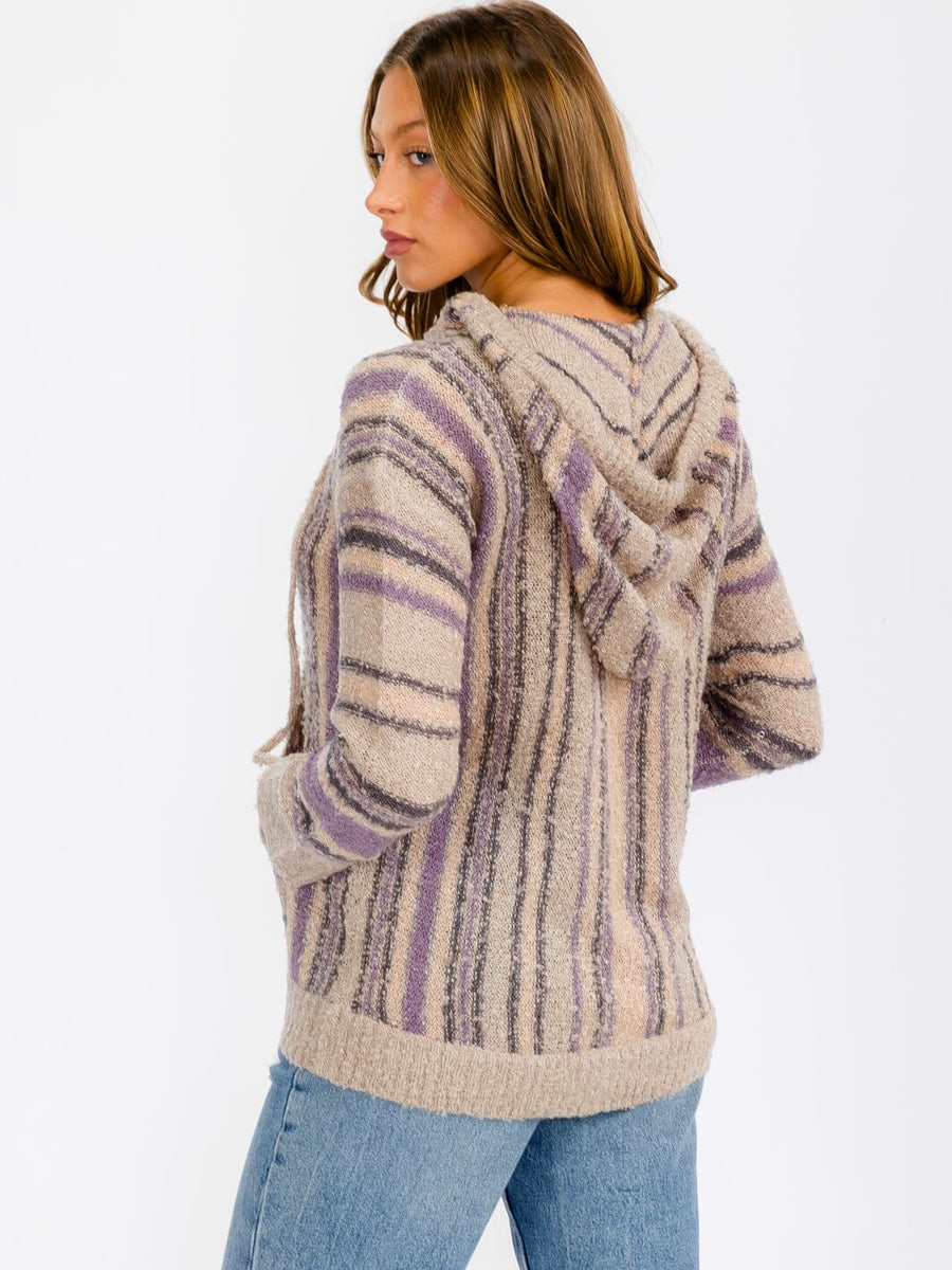 Purple striped hoodie - Scarlett's Riverside Boutique 