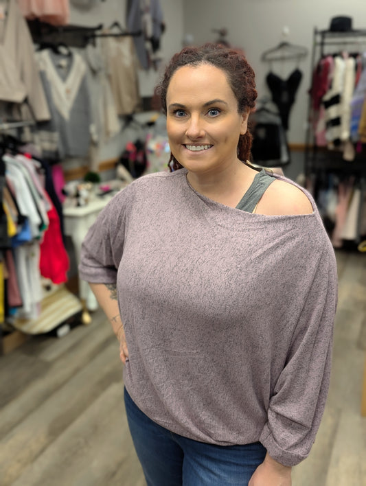 Purple 3/4 sleeve Sarah top - Scarlett's Riverside Boutique 