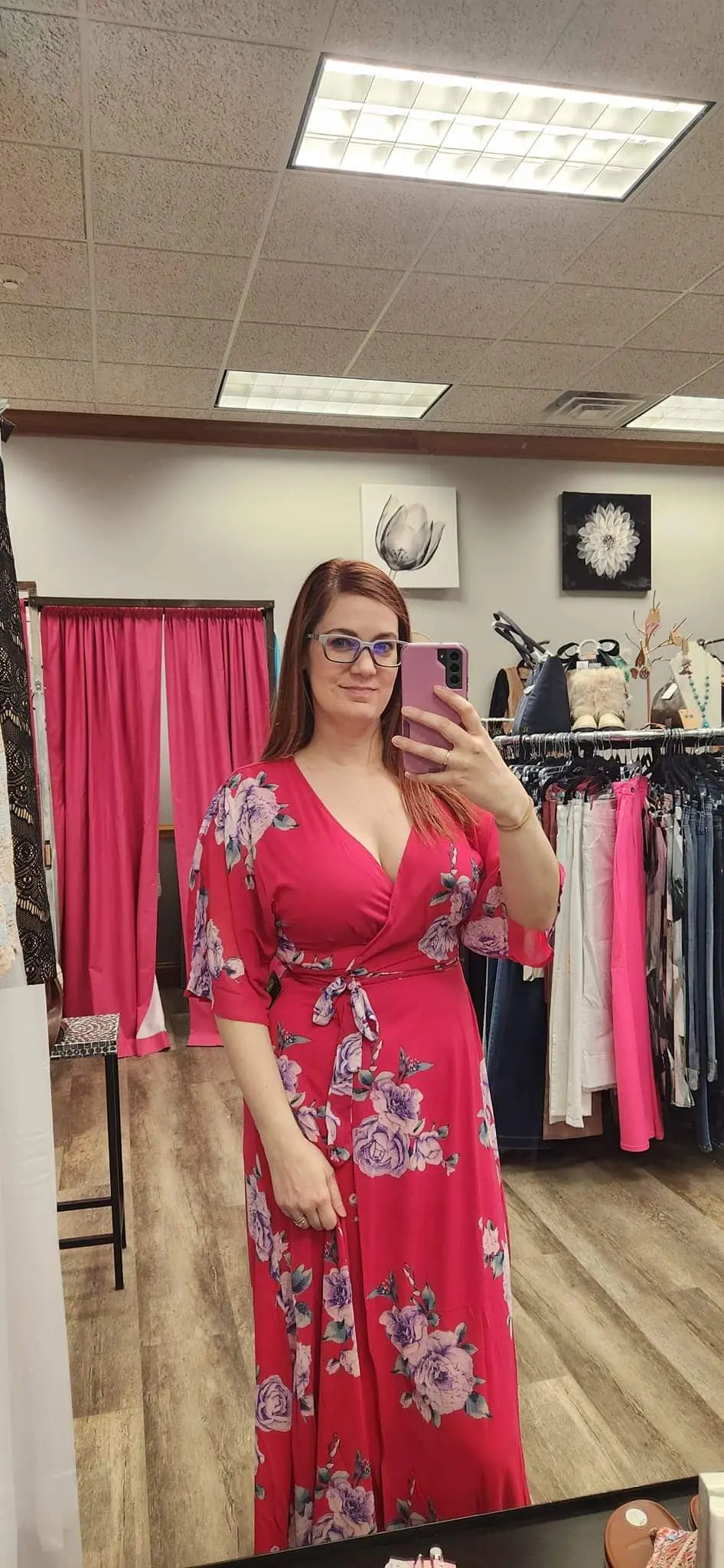 Pink floral maxi dress - Scarlett's Riverside Boutique 