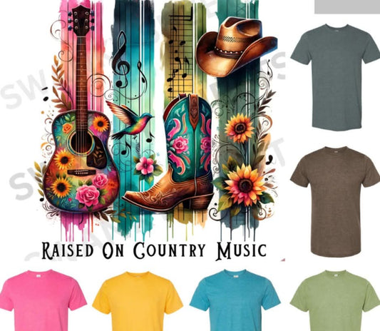 Raised on country music tee