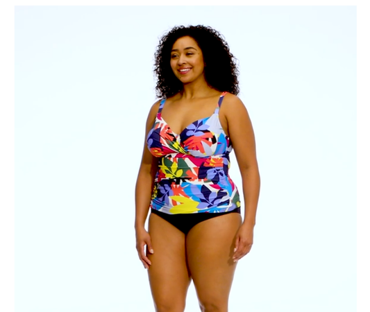 NWT, Anne Cole Plus Size Crossover Bandeau Underwire Tankini Top Size 20W
