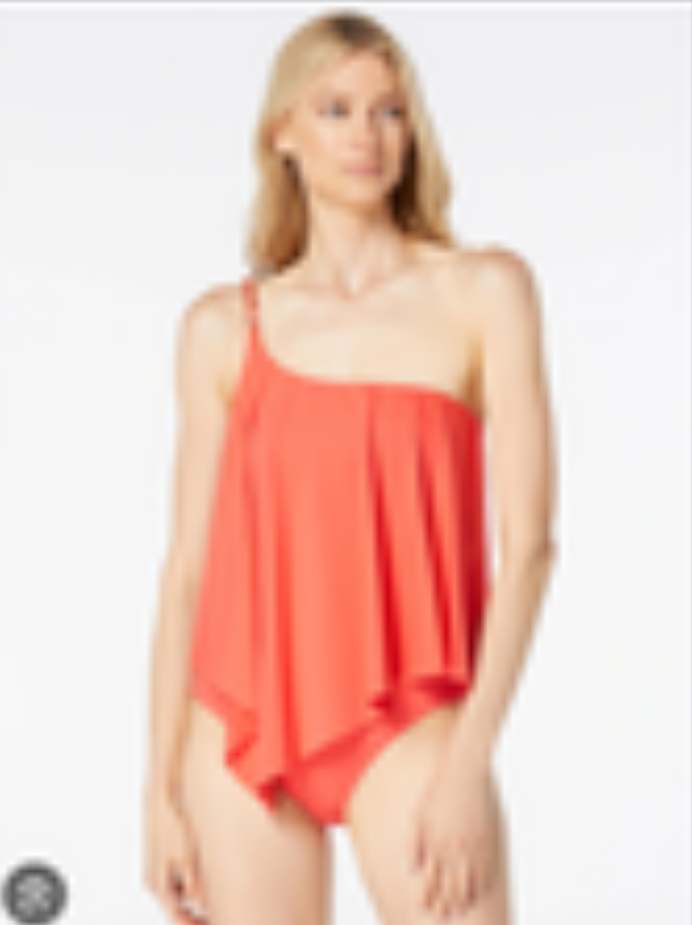 Michael Kors Vibrant Red Top One Shoulder Tankini Top - Sz M