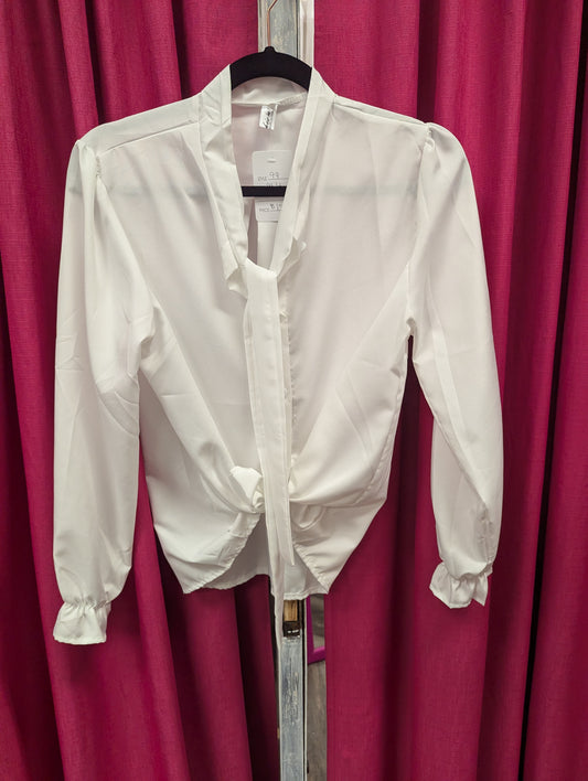 Formal white puff sleeve blouse - Scarlett's Riverside Boutique 