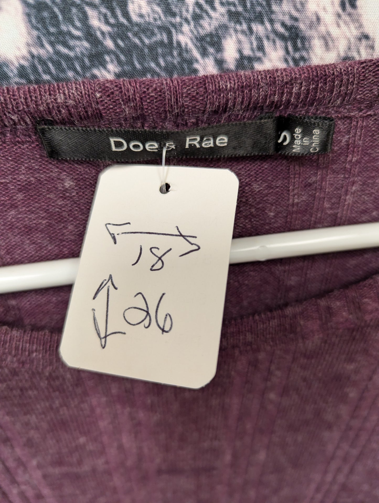 Doe & Rae purple long sleeve top. Size S. RS 80