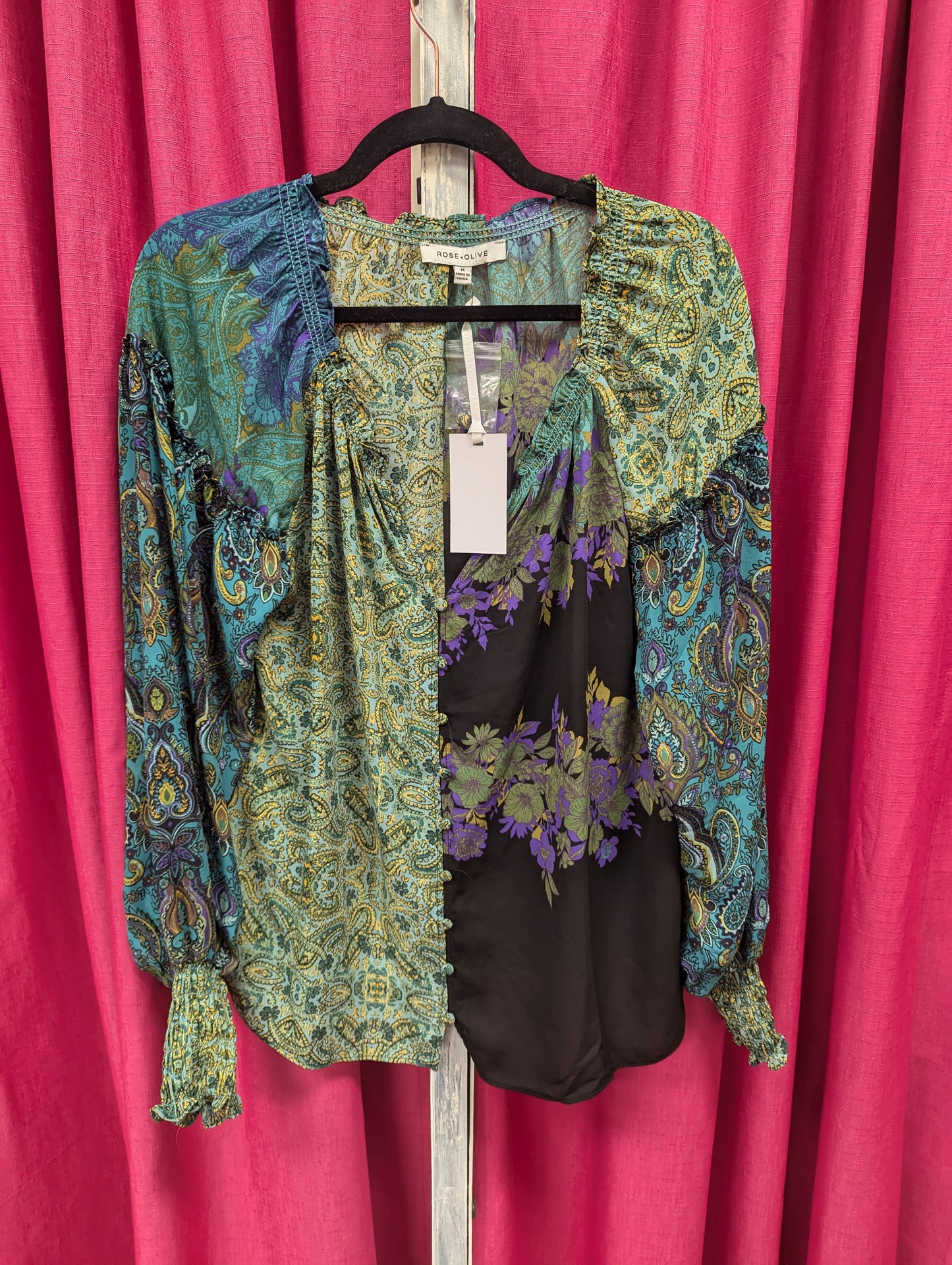 Rose and Olive boho blouse. Size M