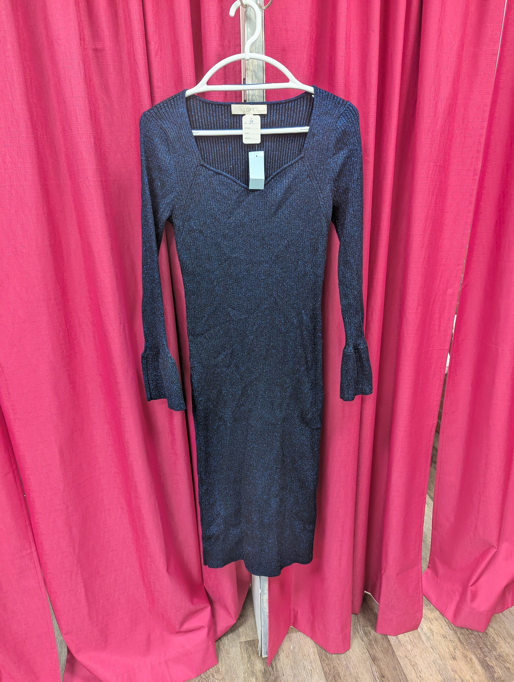 Loft blue shimmer sweater dress. Size L. RS 29. - Scarlett's Riverside Boutique Loft blue shimmer sweater dress. Size L. RS 29. - Scarlett's Riverside Boutique