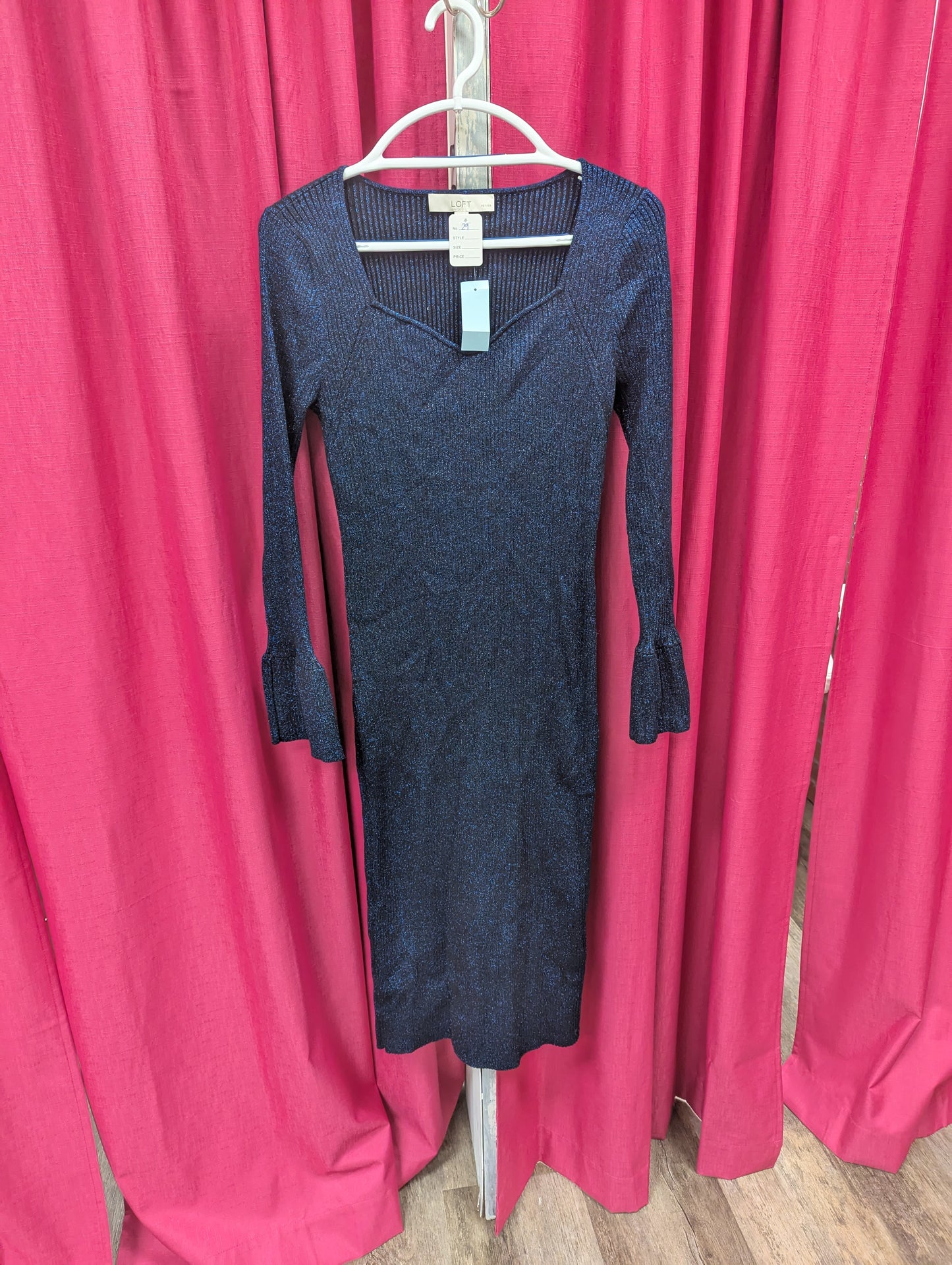 Loft blue shimmer sweater dress. Size L. RS 29. - Scarlett's Riverside Boutique 