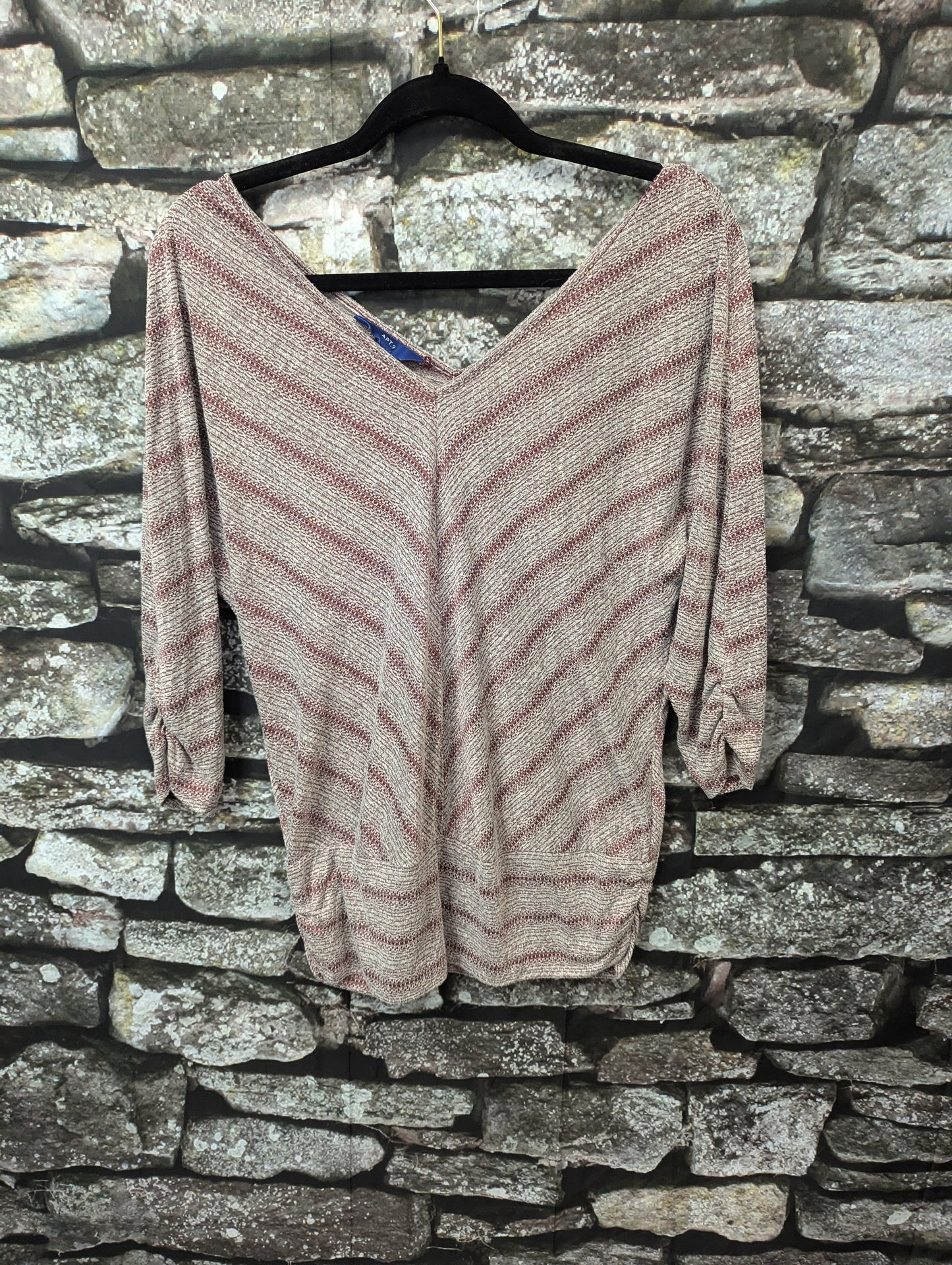 Apt 9 purple stripes top. Size M. RS 22 - Scarlett's Riverside Boutique 