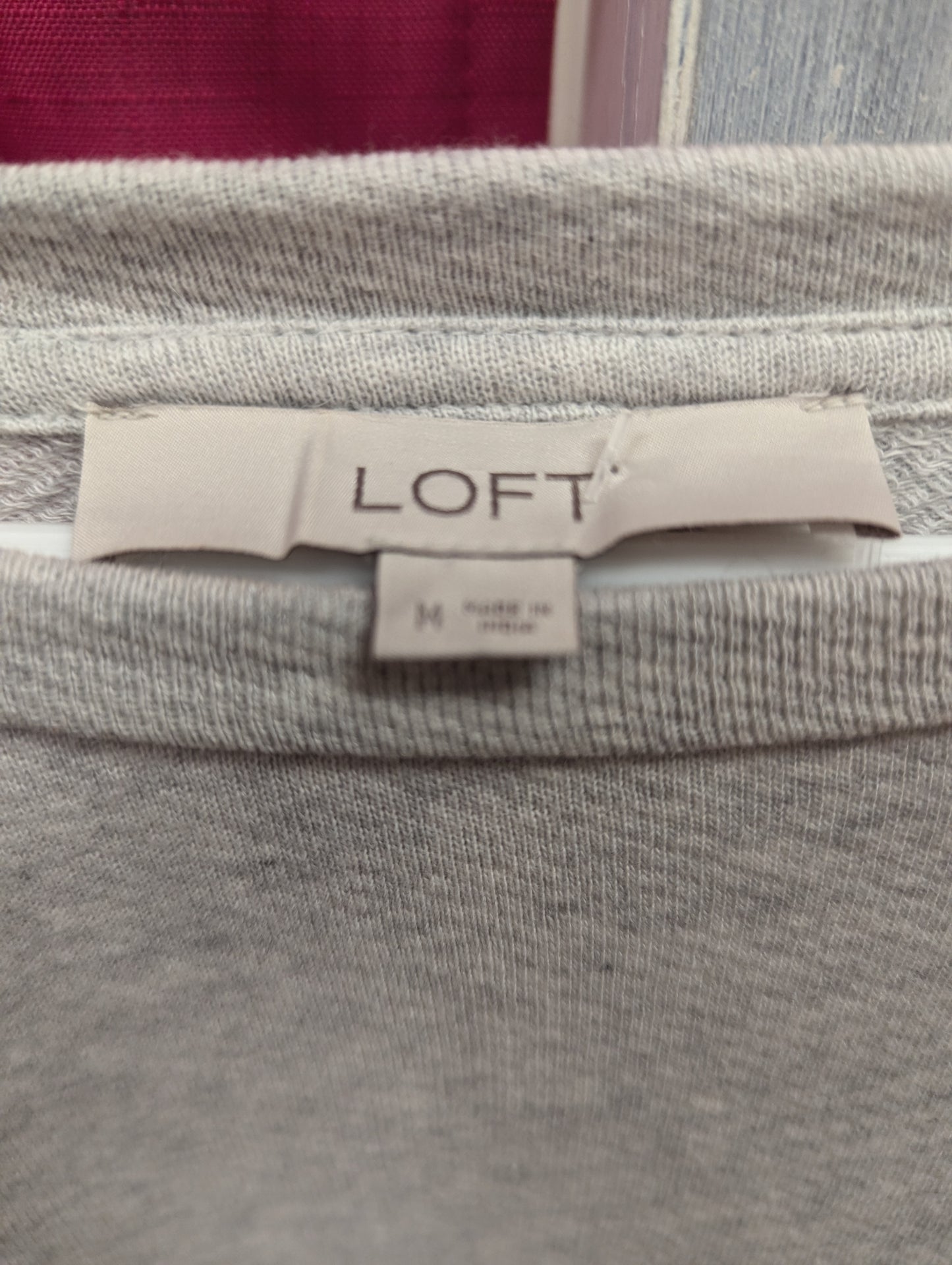 LOFT Embroidered Ruffle Sleeve Sweatshirt Heather Grey Medium. RS 29