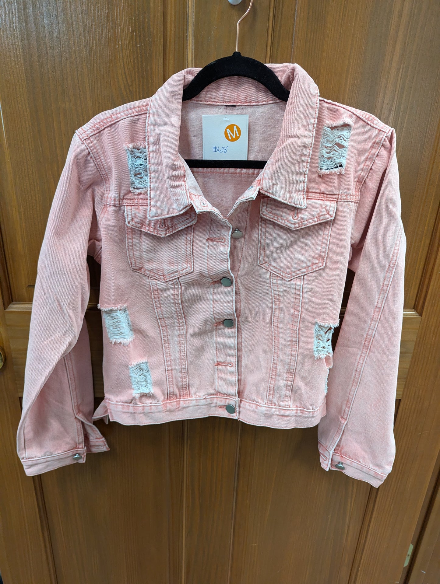 Pink denim jacket size M - Scarlett's Riverside Boutique 