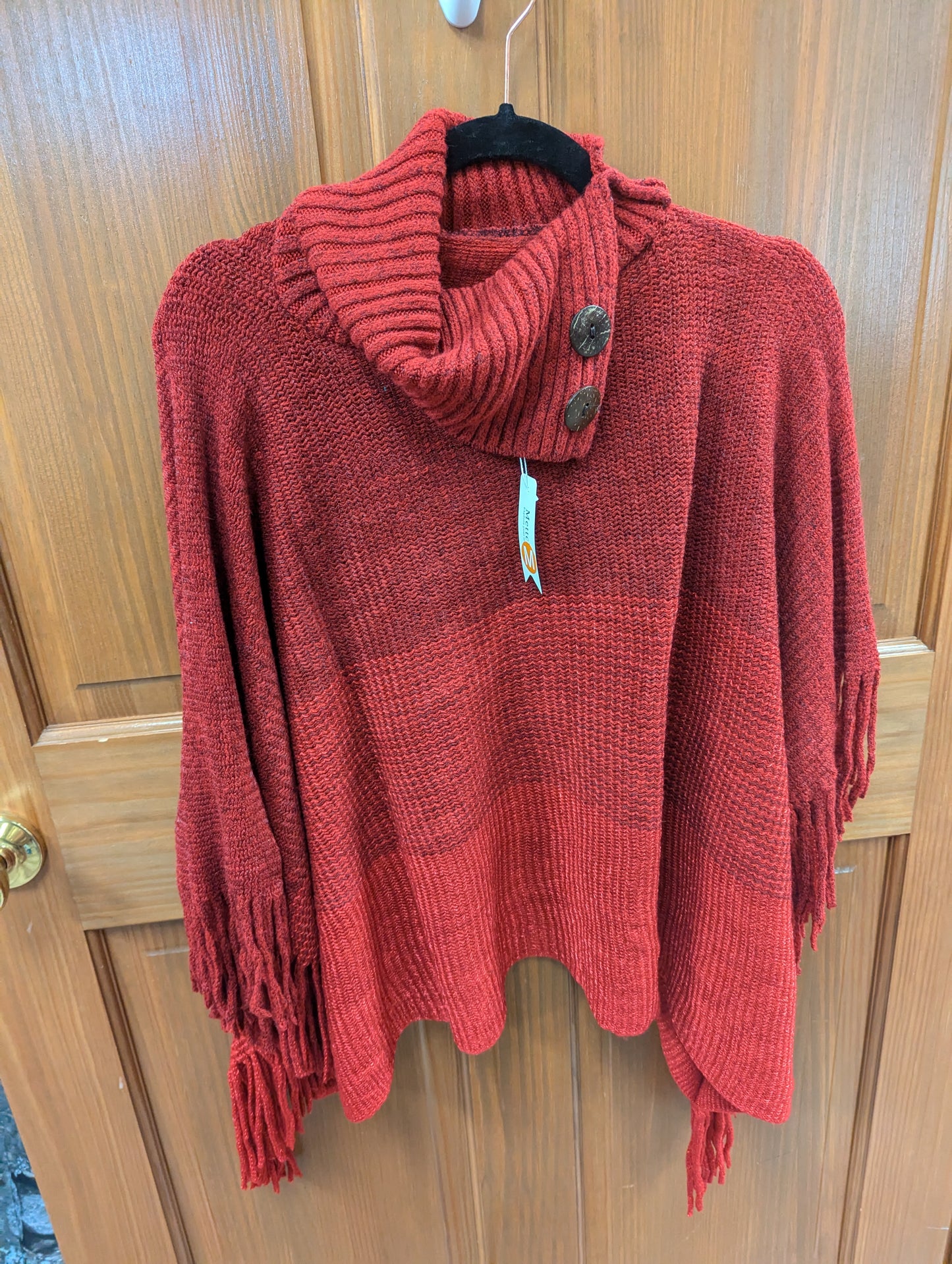 Red fringe poncho