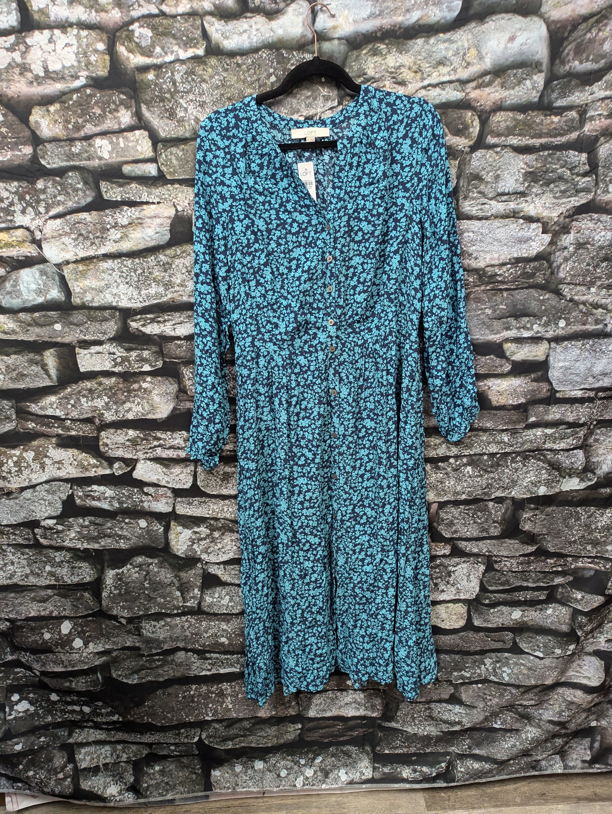 Loft blue floral midi dress. Size 10. RS 29