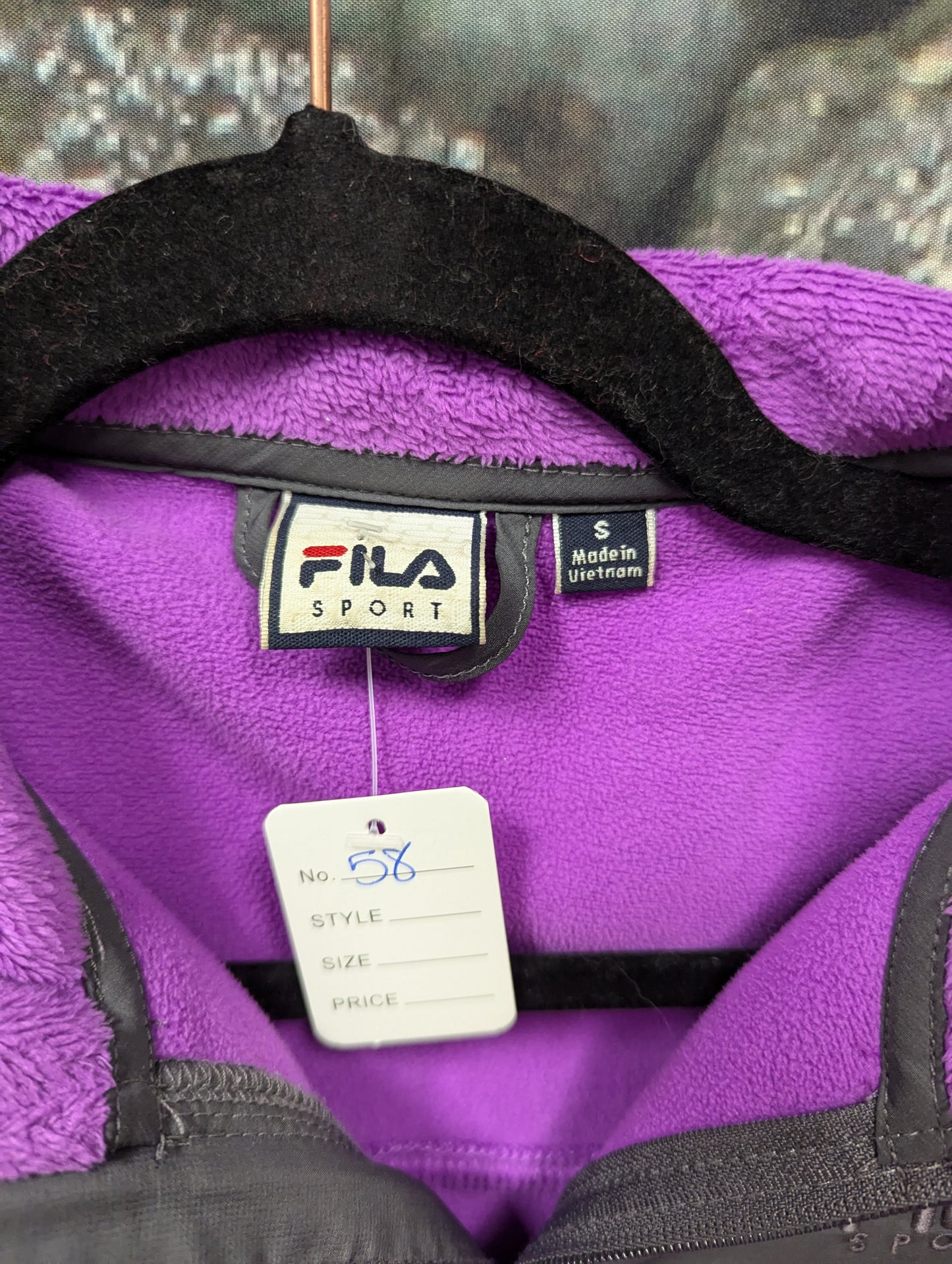 Purple fleece Fila zip up. Size S. RS-58