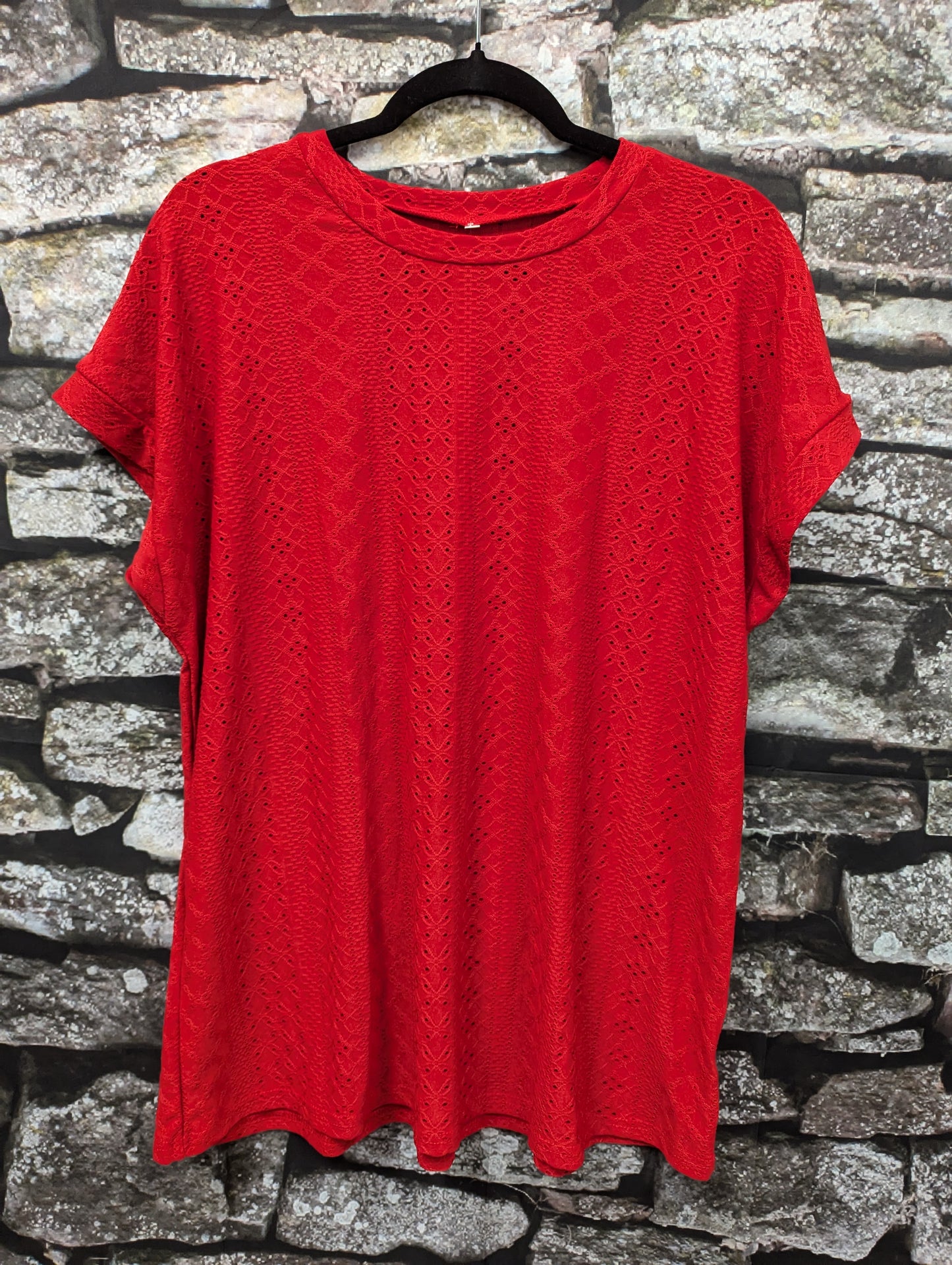 Red short sleeve blouse