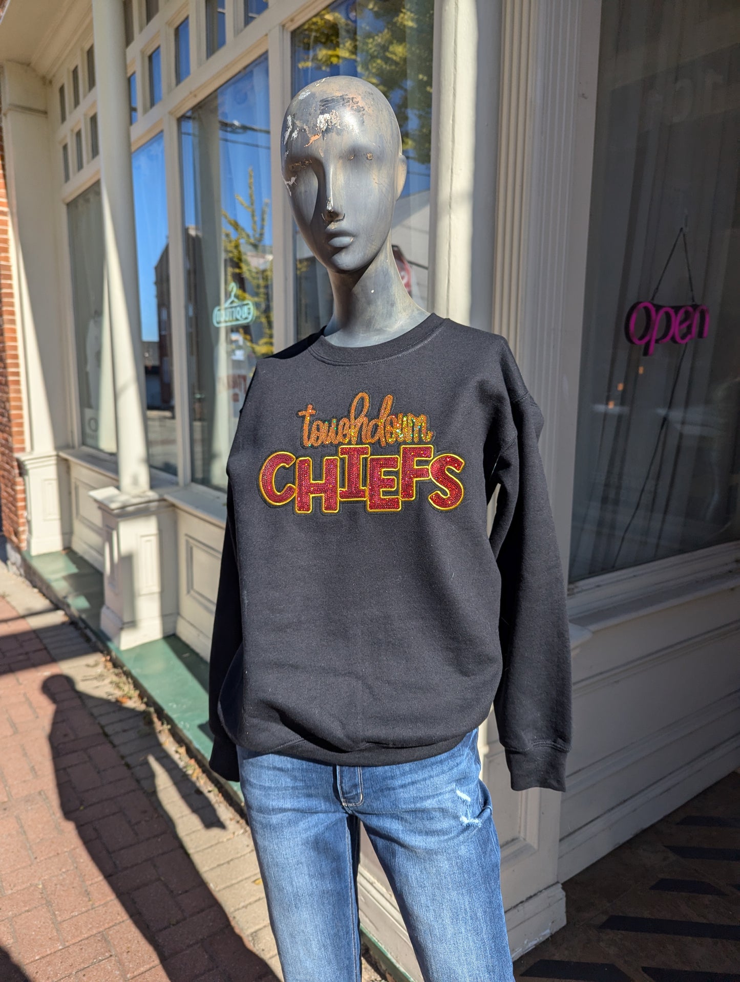 Touchdown, KC football black sweatshirt - Scarlett's Riverside Boutique 