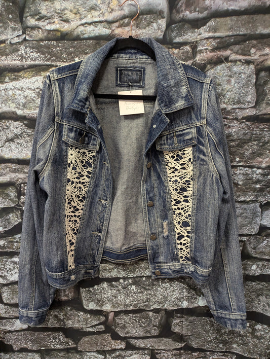 Lace denim jacket size XL